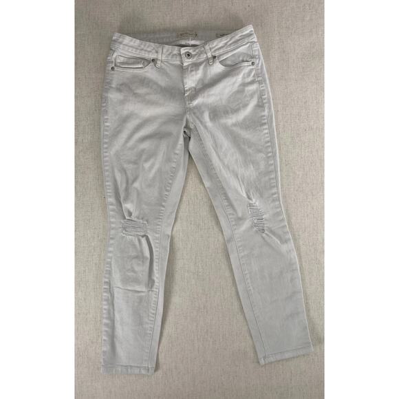 Jessica Simpson Jeans Womens 28 White Denim Distressed Forever Rolled Ankle - Picture 1 of 12